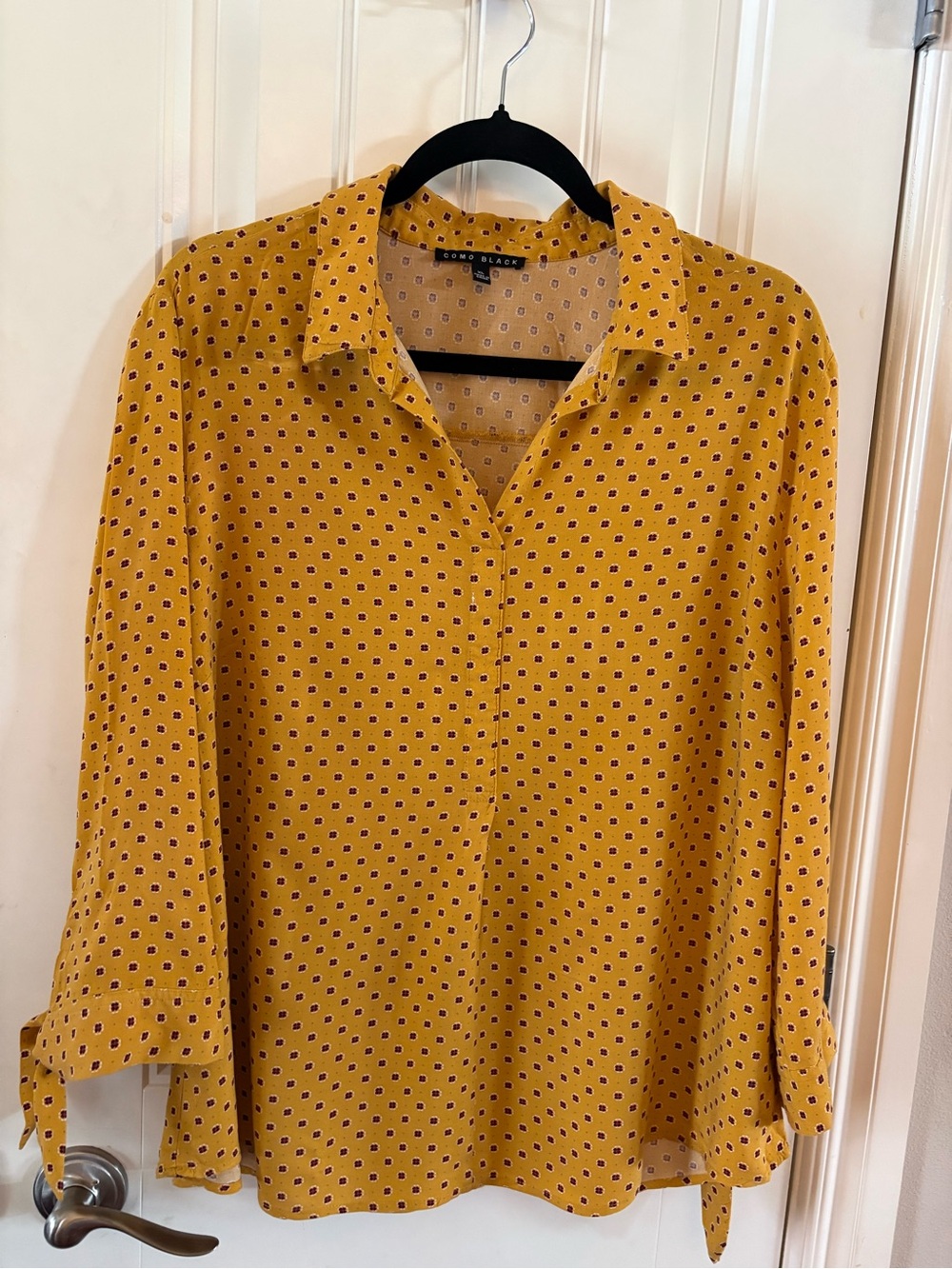 Como Black Mustard Yellow Printed Collared Tunic